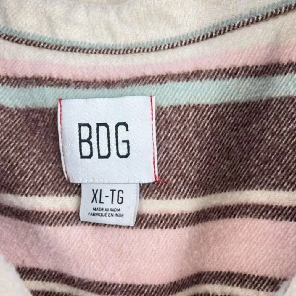 BDG Urban Outfitters Mens Striped Long Sleeve Button-Up Shirt Multi-Color Medium - Picture 3 of 9
